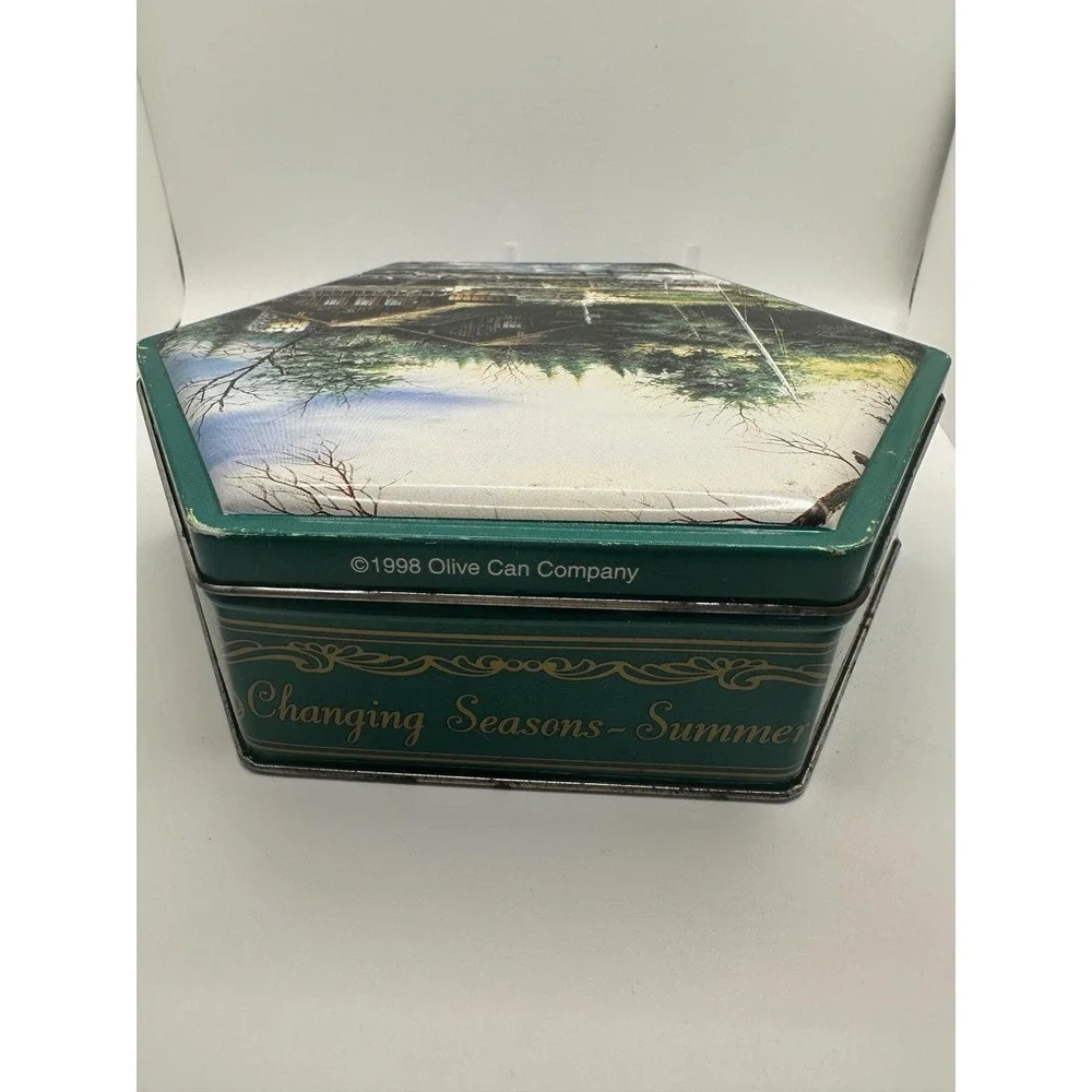 Terry Redlin Changing Seasons Summer Hexagon Tin Box 1998 Olive Can Company‎